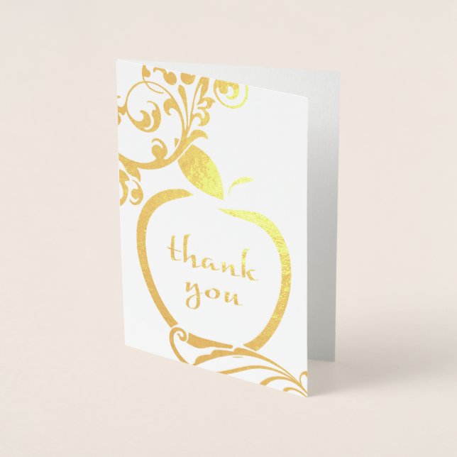 Thank You Floral Apple Gold Foil Card (Front)