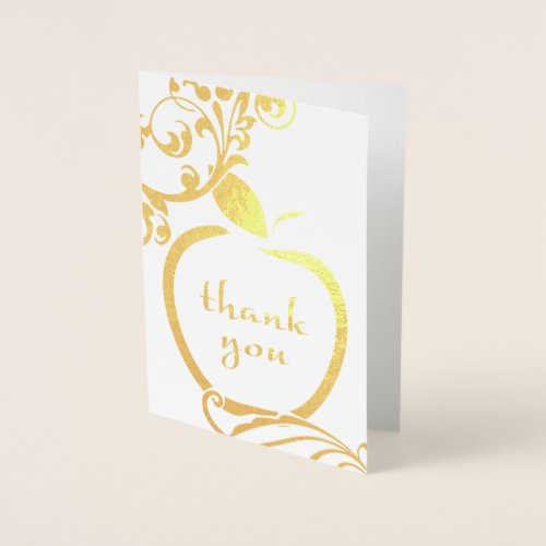 Thank You Floral Apple Gold Foil Foil Card