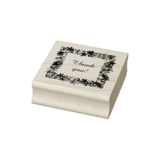 Thank you floral border rubber stamps