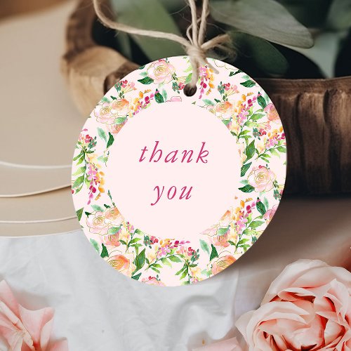 Thank You Floral Chic Pink and Gold Favor Tags