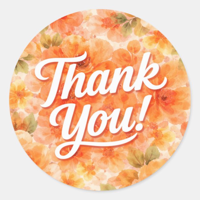 Thank You Floral Classic Round Sticker (Front)
