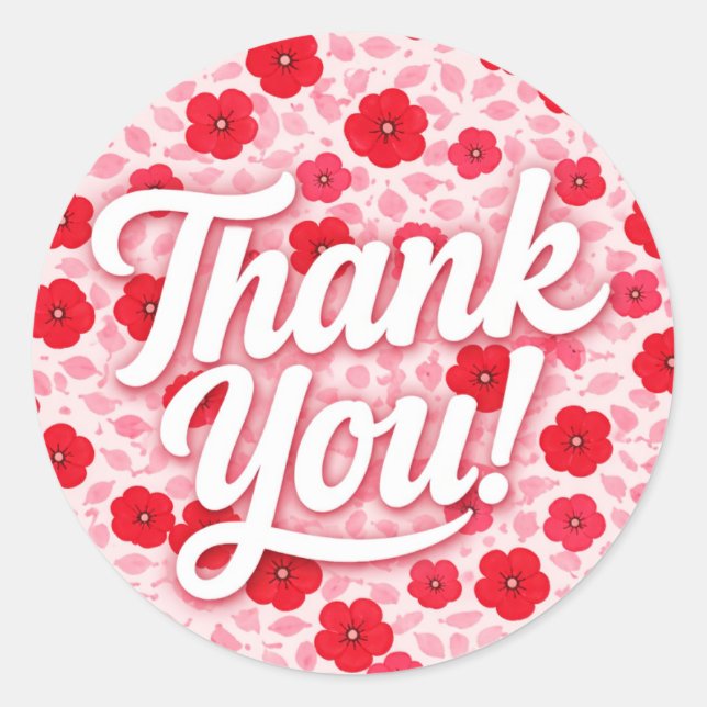 Thank You Floral Classic Round Sticker (Front)