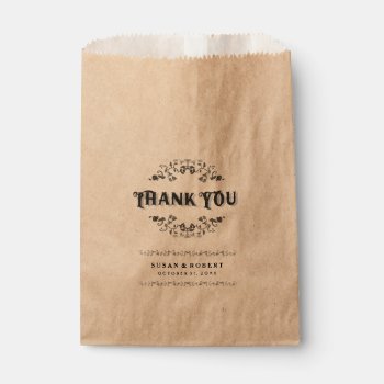 Thank You Floral Custom Wedding Names & Date Favor Bag by juliea2010 at Zazzle