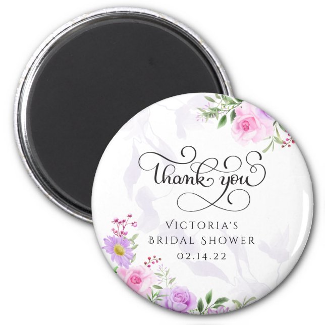 Thank You Floral Elegant Bridal Shower Coffee Drin Magnet (Front)
