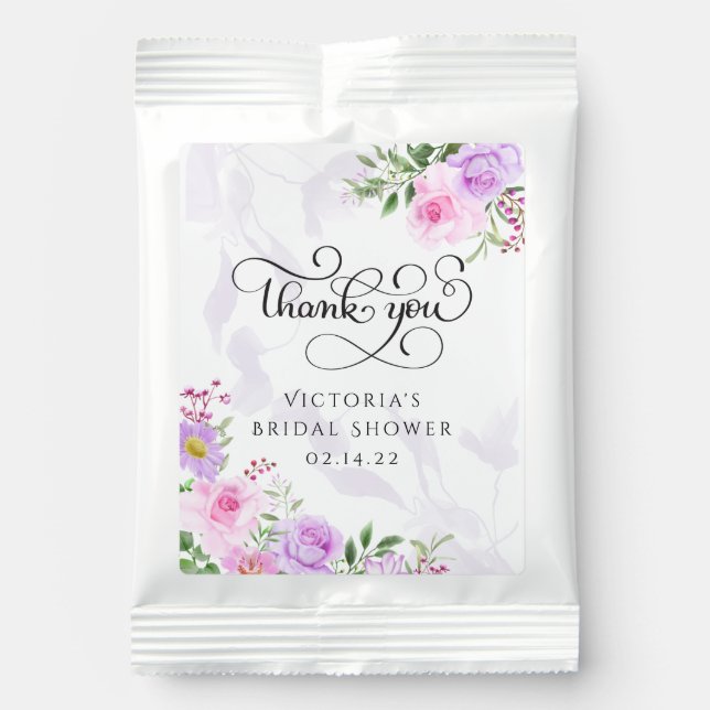 Thank You Floral Elegant Bridal Shower Hot Chocolate Drink Mix (Front)