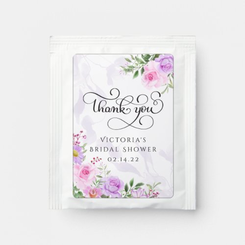 Thank You Floral Elegant Bridal Shower Tea Bag Drink Mix