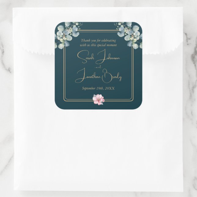 Thank You Floral Eucalyptus Wedding Sticker (Bag)