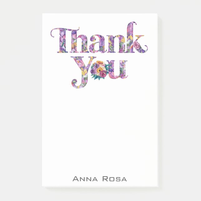 *~* Thank You Floral Gratitude Manifestation AP85 Post-it Notes (Front)