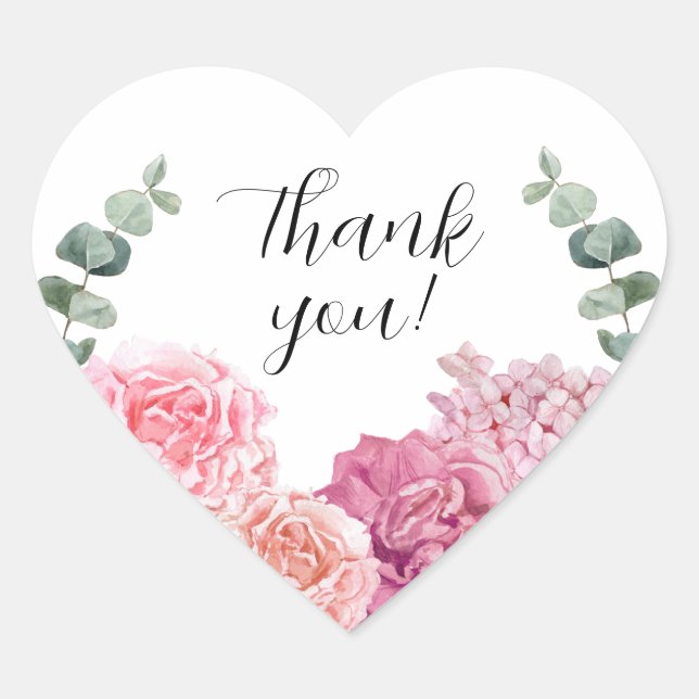 Thank you floral heart sticker (Front)