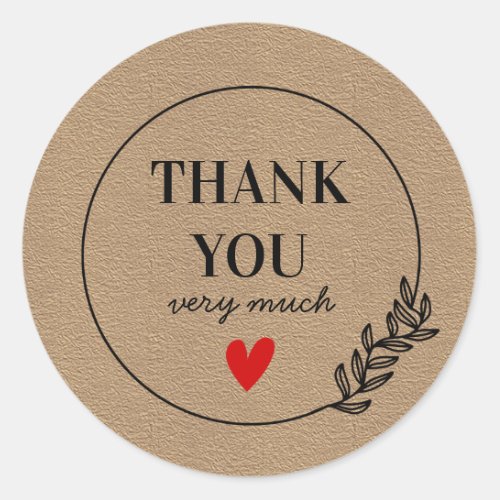 Thank you floral leaves kraft sticker