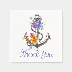 Thank You Floral Nautical Anchor Flower Party Napkins
