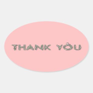 Thank You Floral Oval Sticker