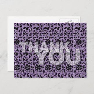 Thank You Floral Pattern Postcard Purple