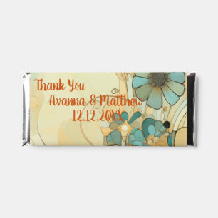 Thank You Floral Peach and Beige Abstract Hershey Bar Favors