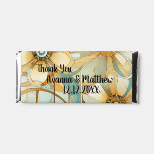 Thank You Floral Peach and Beige Abstract Hershey Bar Favors