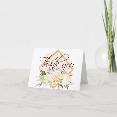 THANK YOU Floral Pink Gold Shower Wedding   BLANK