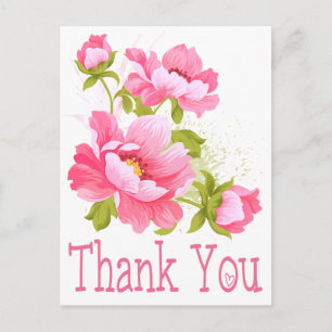 Thank You Floral Pink Peonies Flower Postcard