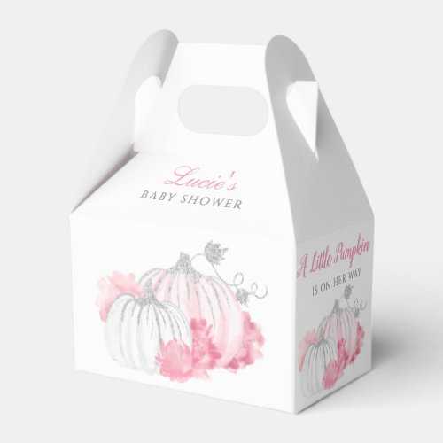 Thank You Floral Pink Pumpkin Girl Baby Shower Favor Boxes