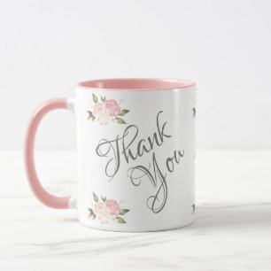 Thank You Floral Pink Watercolor Pretty Mug