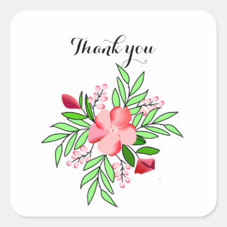 Thank You Floral Sticker Labels