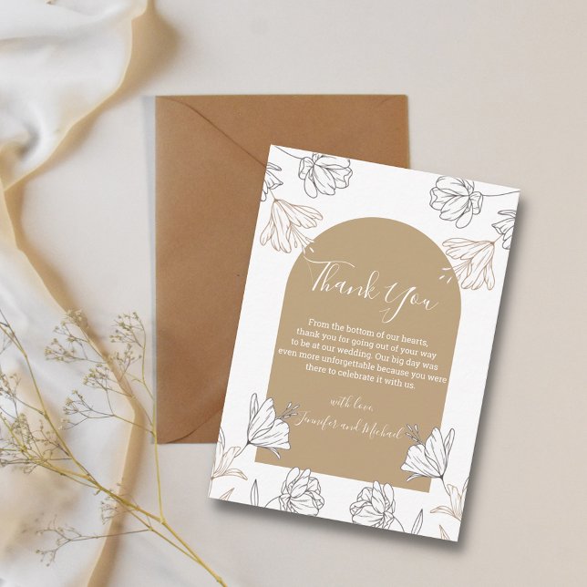 thank you floral terracotta arch minimal wedding  note card (Creator Uploaded)