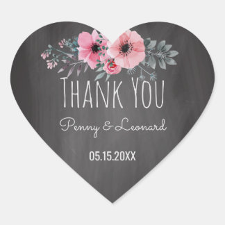 Thank You Floral | Wedding Favor Chalkboard Heart Sticker