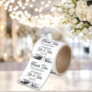 Thank You Floral Wedding Personalized Square Sticker