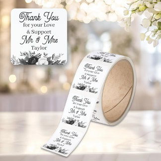 Thank You Floral Wedding Personalized Square Sticker