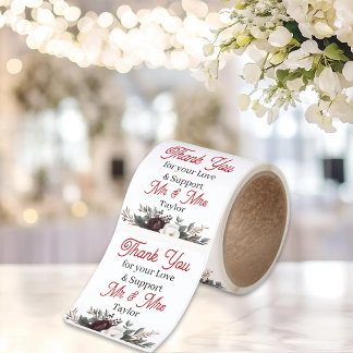 Thank You Floral Wedding Personalized Square Sticker