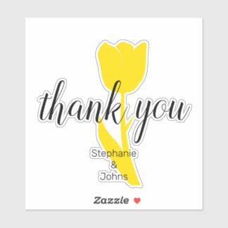 Thank You Floral Yellow Tulips Custom Wedding 2022 Sticker