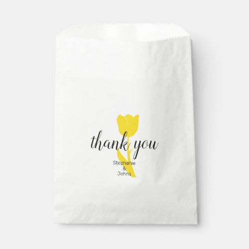 Thank You Floral Yellow Tulips Custom Wedding Favor Bag