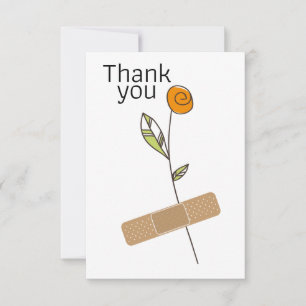 Thank You Flower And Plaster For Nurse Doctor Card