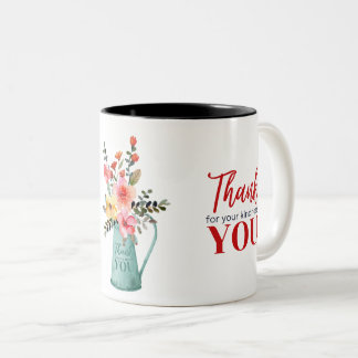 Thank you : Flower Bouquet in a Watercolor Two-Tone Coffee Mug