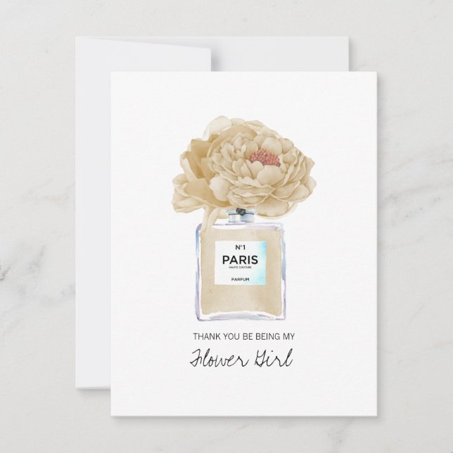 Thank You Flower Girl Champagne Peony Perfume Card (Front)