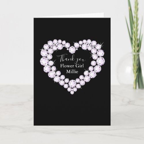 Thank you flower girl diamond heart card