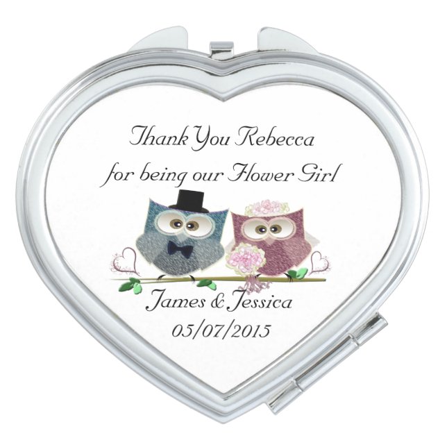 Thank you Flower Girl Heart Compact Mirror (Front)