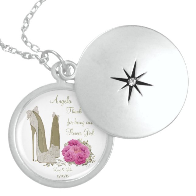 Thank you Flower Girl Necklace Gift (Front)