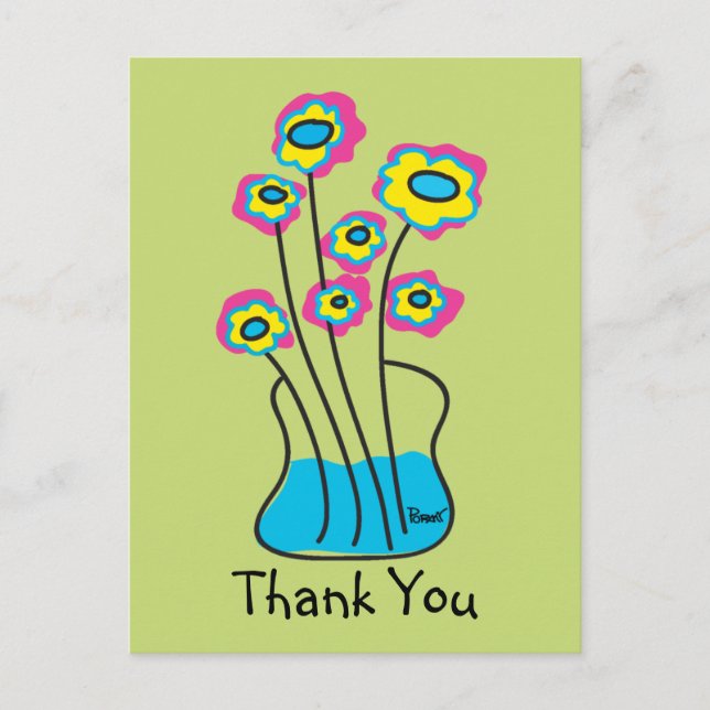 Thank You Flower & Vase Postcard (Front)