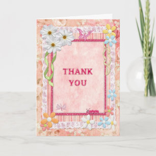 Thank you, flowers and butterflies craft card