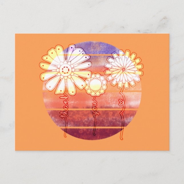 Thank You Flowers at Sunset - Orange Postcard (Front)