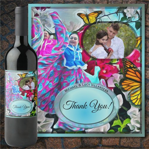 Thank you Flowers  Butterflies PV01 Wine Label