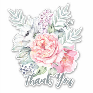Thank You Flowers Design Sticker