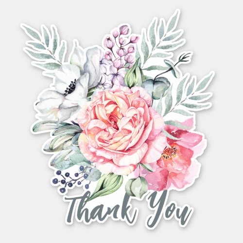 Thank You Flowers Design Sticker