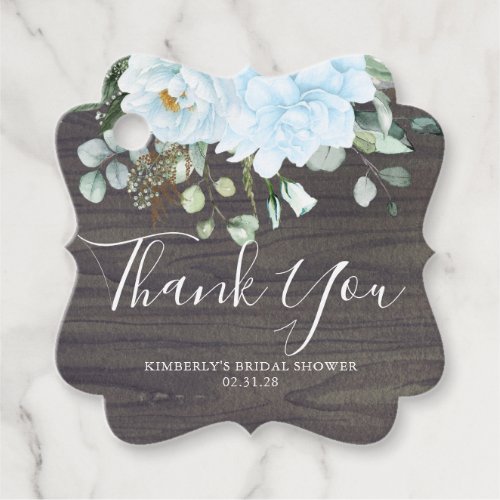 Thank You Flowers Rustic Wood Bridal Shower Favor Tags