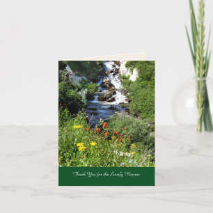Thank You, Flowers, Waterfall, Wildflowers, Floral Letterpress Thank You Card