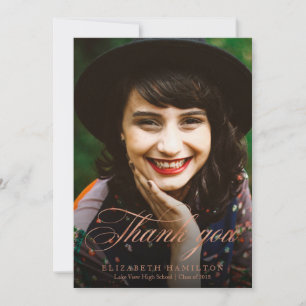 Thank You Foil Copper Classy Script Grad Photo Announcement