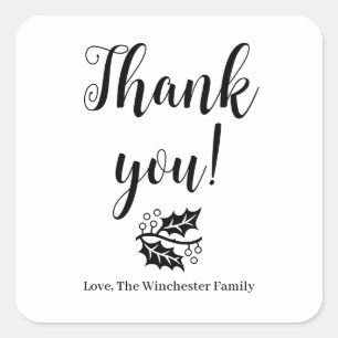 Thank You foliage custom script Thanksgiving Square Sticker