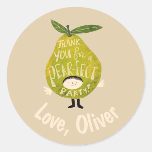 Thank you for a pear_fect party funny pear drawing classic round sticker