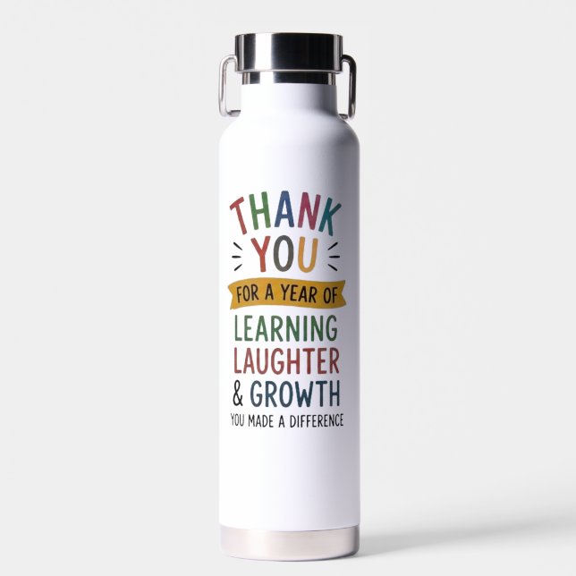 Thank You for a Year of Learning  Water Bottle (Front)