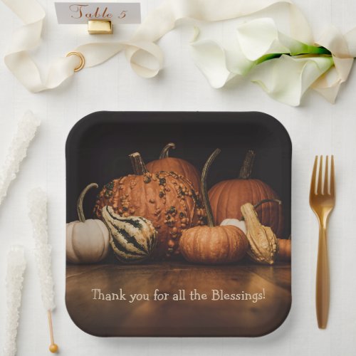 Thank You For All The Blessings  Fall Harvest Paper Plates